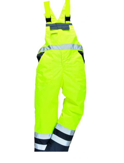 Portwest Unlined Contrast Bib & Brace S488 - Yellow/Navy Clothing